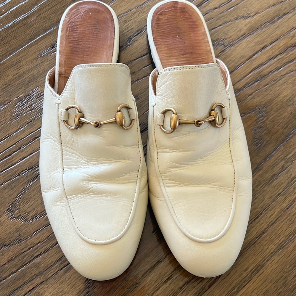 White Gucci Princeton loafers